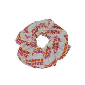 Dunkin Donuts Scrunchie Hair Tie Accessory White Orange‎ Pink Logo